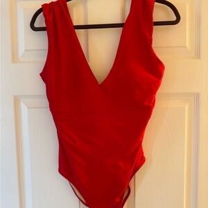 Summersalt Bold Red V-Neck Swimsuit